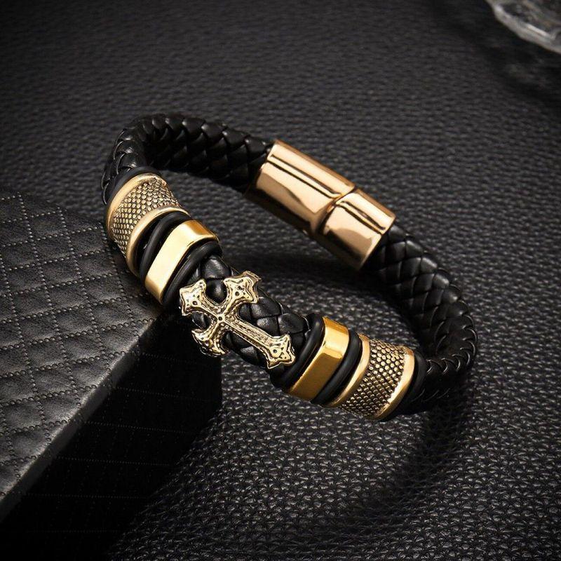 Fashion New arrival Stylish Retro multi-layer leather bracelet Fashion Trendy Men magnetic buckle commemorative gift jewelry bracelet