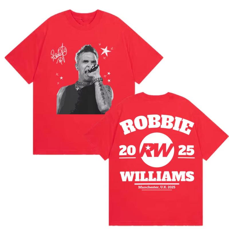Robbie Williams Rw Album 2025 Print TShirts Unisex Women Hip Hop Loose ONeck Clothing T Shirt Casual Cotton Short Sleeve Tshirt