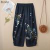 ZANZEA Women Casual Elastic Waist Loose Print Pants