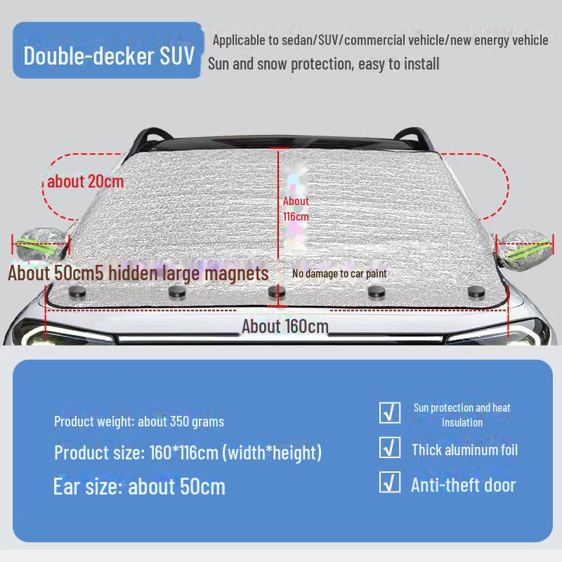 Утолщенный магнитный снегозащитный экран: Солнцезащитный козырек на лобовое стекло с защитой от замерзания и обледенения