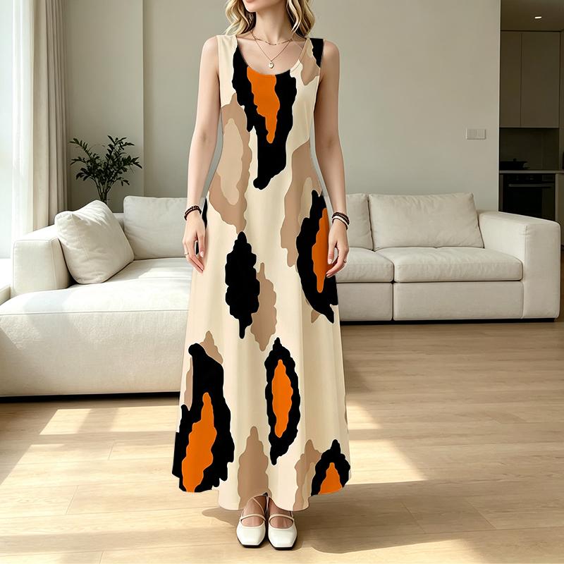 Sleeveless Bohemian Maxi Dress,Loose Fit Soft Comfortable Summer Dress,Versatile Casual Daily Wear
