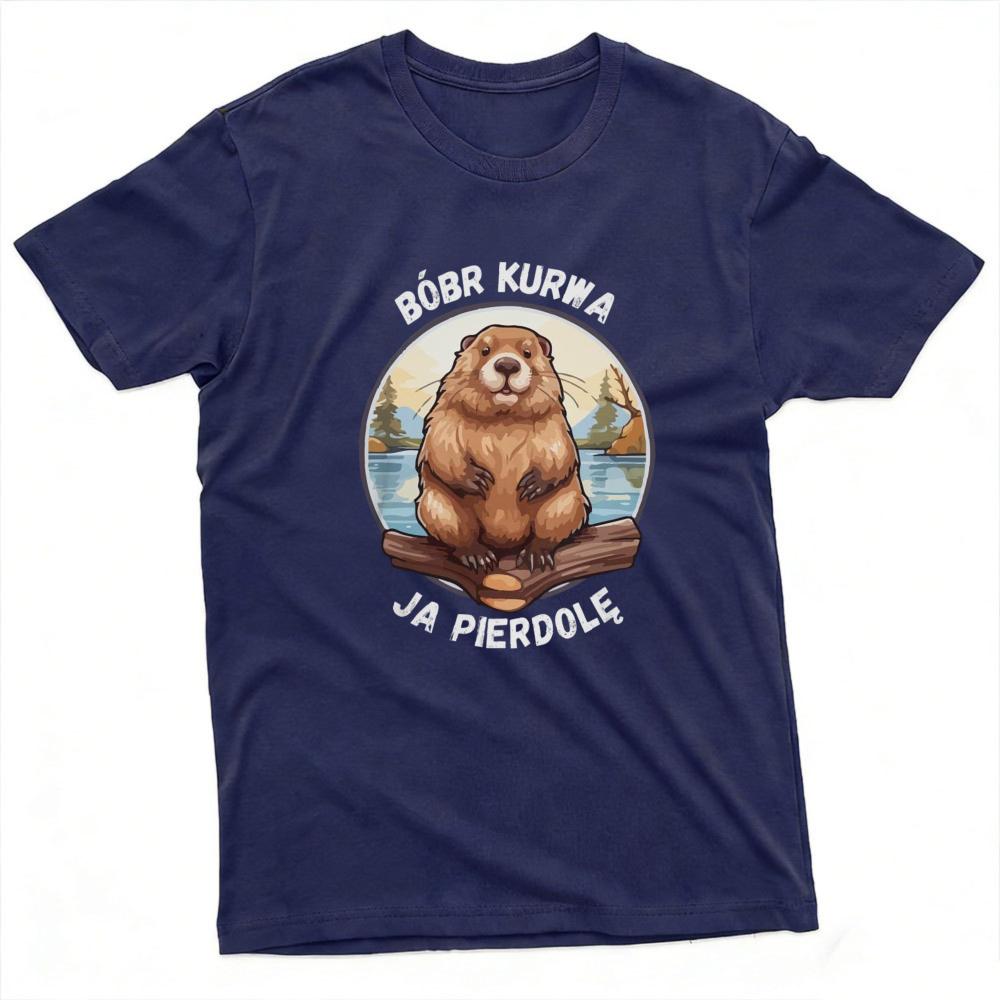 Bobr Kurwa Ja Pierdole Polish Meme Beaver Cartoon Print Short Sleeve Cotton Tee Funny Poland Internet Humor Casual Streetwear