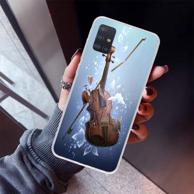 Music Violin Phone Case For Samsung Galaxy A52 A51 A50S A32 A22 A12 A02S A72 A71 A31 A70 A30S Note 20 Ultra 10 Plus S10 Galaxy A