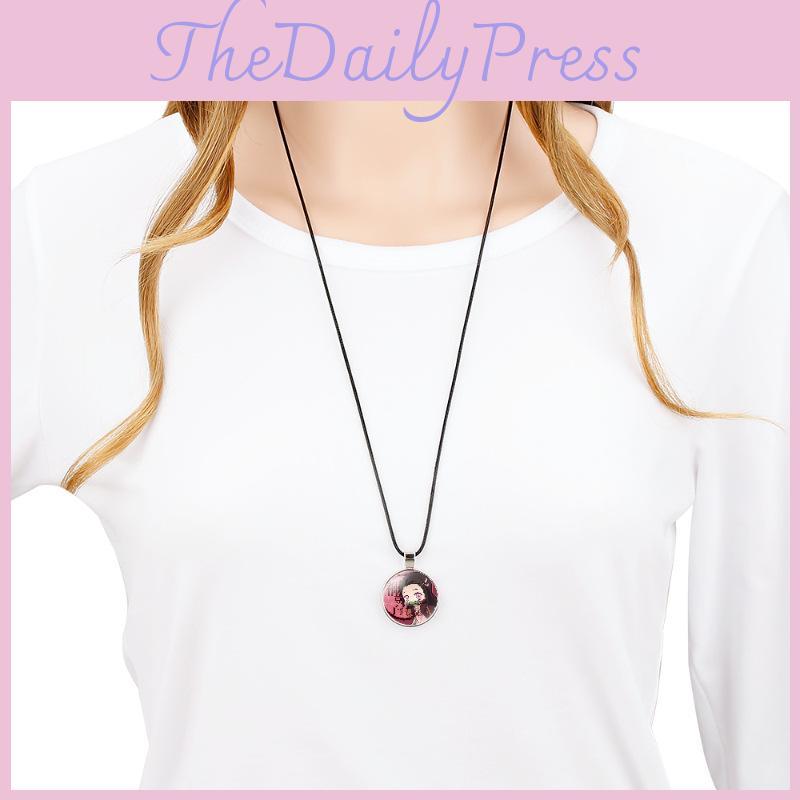 Потрясающее ожерелье Танджиро и Незуко из Demon Slayer с камнем времени на мягком гипоаллергенном вощеном шнурке