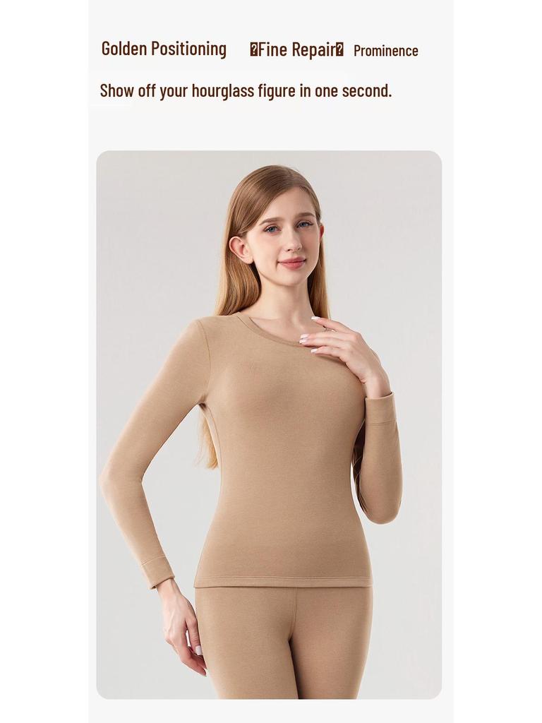 Женский термокомплект из кашемира класса А с флисовой подкладкой - Антибактериальный топ и брюки для осени/зимы.