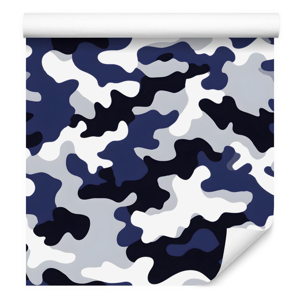 Navy and light gray military camouflage wallpaper 50x1000