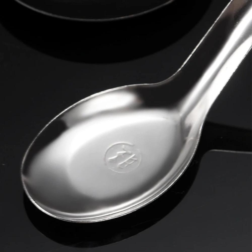 5/10pcs Flat Stainless Steel Spoon Set Thickened Adult Student Spoon Eating Soup Rice Spoon  Canteen