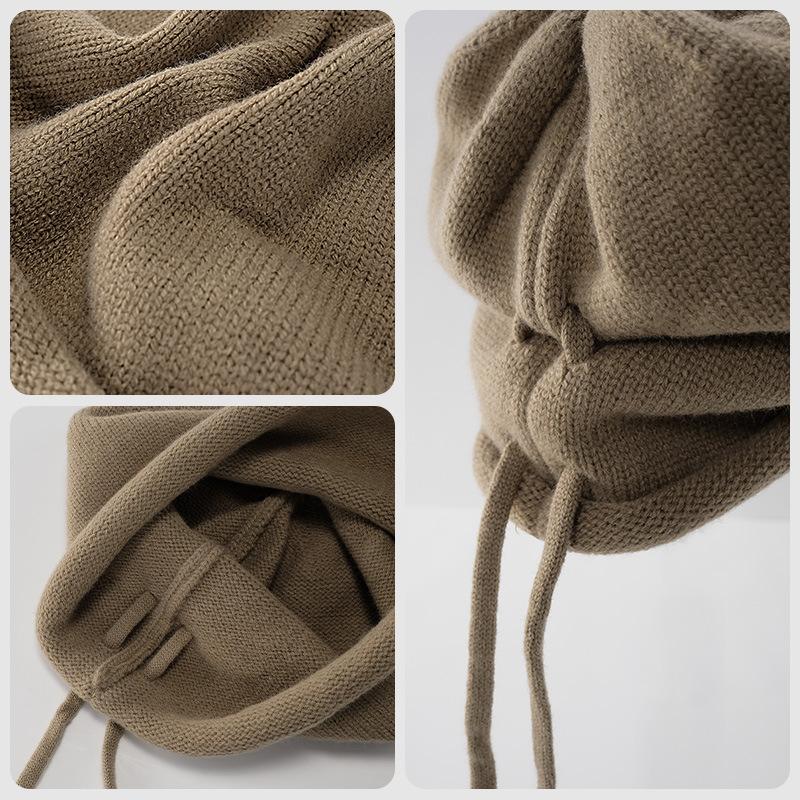Японская простая вязаная шапка с завязками для мужчин и женщин, модная осенне-зимняя шапка Баотоу, универсальная теплая шапка Баотоу