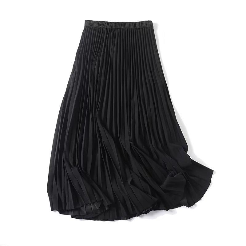 Elegant Women's Drapey Pleated Midi Skirt for Summer
