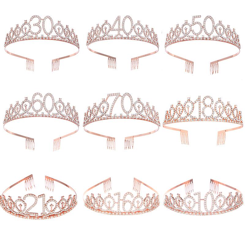 Модный сплав цифровая корона ободок со стразами корона на день рождения головной убор для мальчишника выпускной бал аксессуары для волос