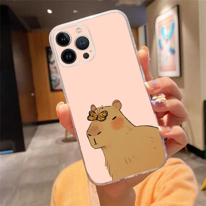 Phone Case For Iphone 14 Pro Max 13 12 11 Pro Max Xs Max Xr X 12mini 7 8 14 Plus Se Cartoon Capybara Case Funda Capa Cell