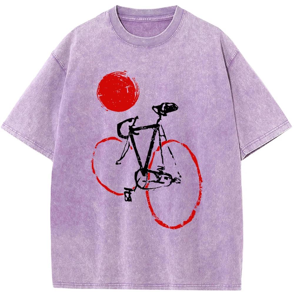 Футболка для велоспорта, летняя свободная отбеленная футболка из хлопка с круглым вырезом и коротким рукавом, отбеленные топы, футболка