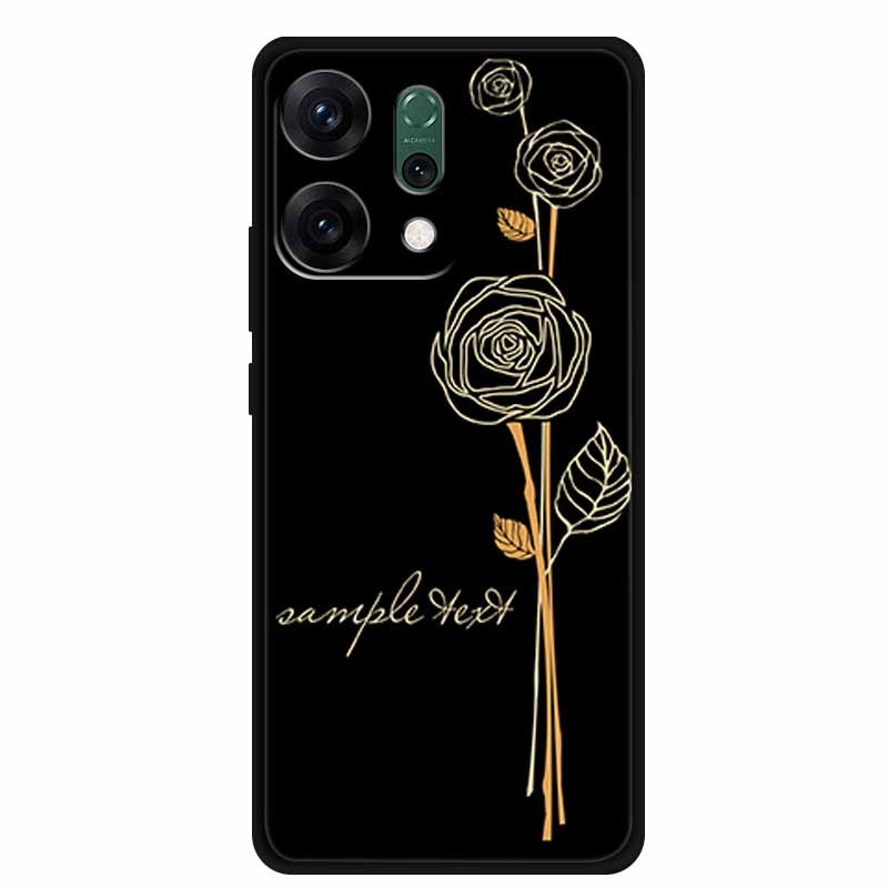 For Oppo Reno 14 5G 3D CaseRelief Flowers Emboss Phone Cover For Oppo Reno 14 Black Silicone Shockproof Soft Fundas Protector