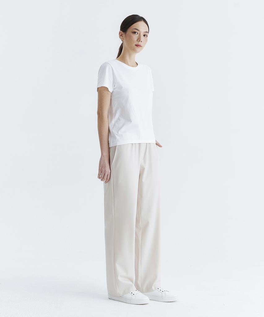 WHOLOVESART Unisex Essential Wide Elastic Waist Slacks Ivory
