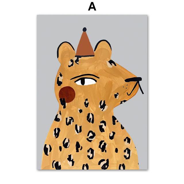 Леопардовый кролик, медведь, тигр, мышь, Радуга, забавная настенная живопись на холсте, плакаты на скандинавскую тему и принты, настенные панно, декор для детской комнаты, без рамки