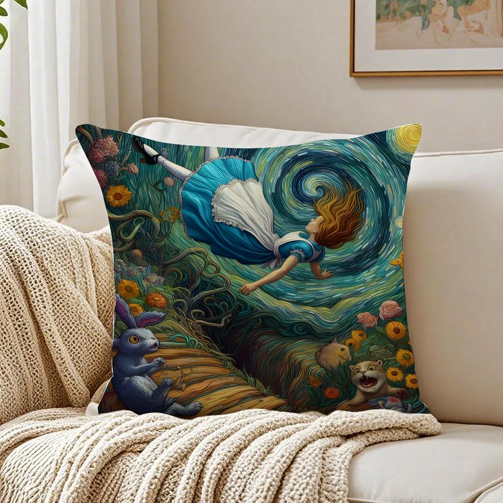 Fairy Tale AAlices Adventures in Wonderland Cushion Cover Pillowcase Antidustmite living Room Sofa Decor Cushion Room
