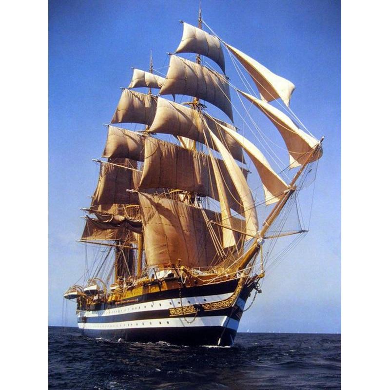New 5D DIY Diamond Painting Sea View Diamond Embroidery Sailboat Cross Stitch Full Round Drill Home Decor Manual Art Gift