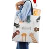 Cat Cartoon Shoulder Bag Reusable Shopper Kawaii Canvas Tote Bag Women Haajuku  High Capacity Casual Folding Handbag