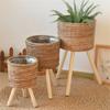 Woven Plant Rack Flower Frame Pots Straw Pots Hand Arrangement Plant Stands Indoor Holder Stool Pots Trays Decorations