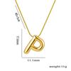 Stainless Steel Gold Color Chunky Alphabet Balloon Bubble Initial Letter Pendant Necklace for Women Charm Necklace Jewelry Gift
