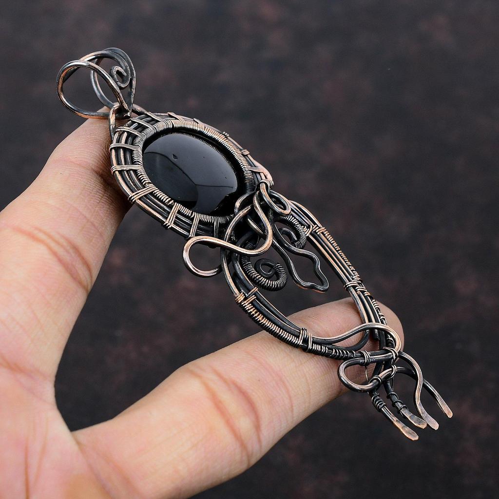 Подвеска из сугилита, подвеска из медной проволоки, ручная работа, приличный кулон, медные украшения, ювелирные изделия из проволоки, оригинальный кулон из драгоценного камня, подарок для нее