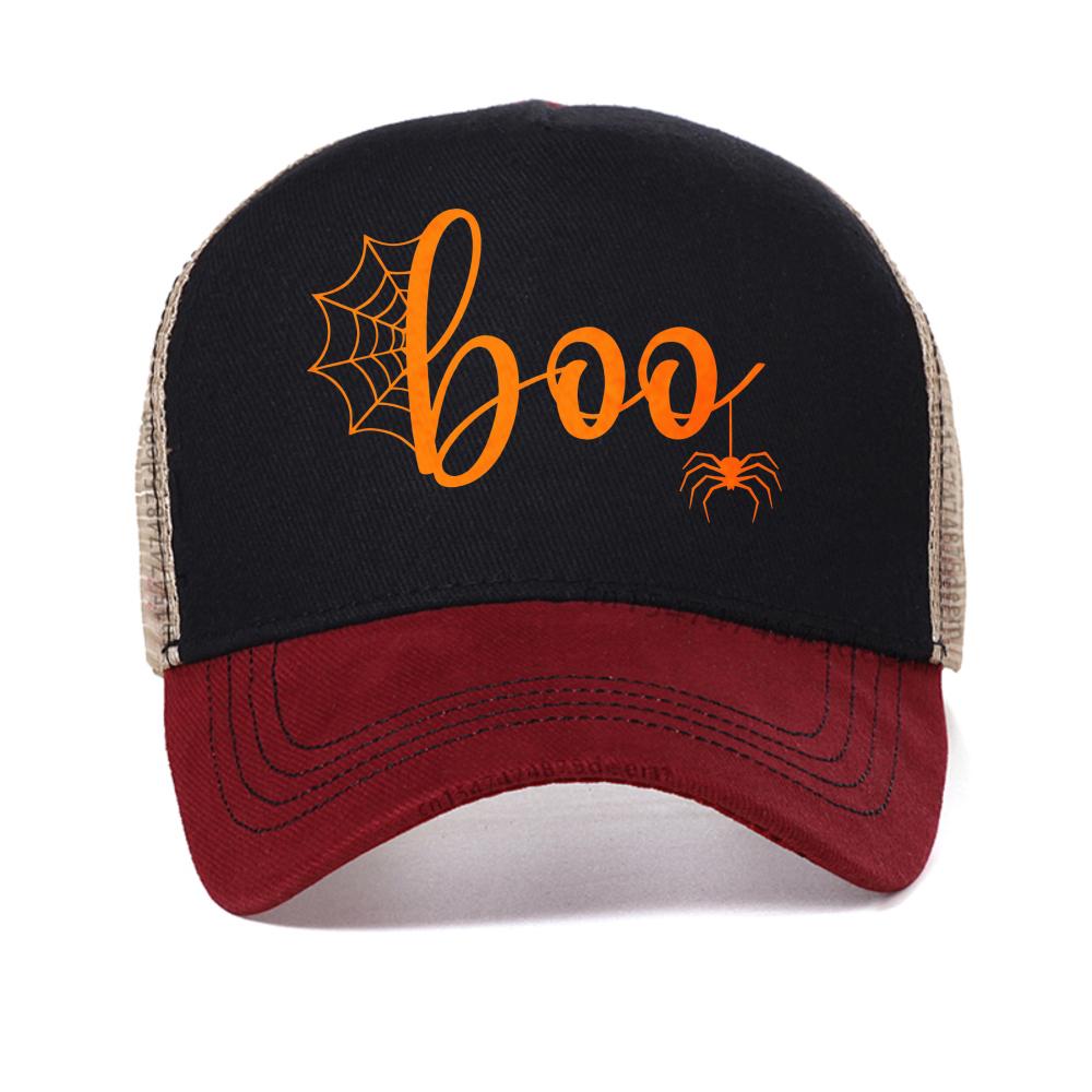 Хэллоуин Паутина и Буквы Boo Графический дизайн Бейсболка Летняя Повседневная Печатные Мужские Кепки Регулируемый Козырек Кепка-тракер