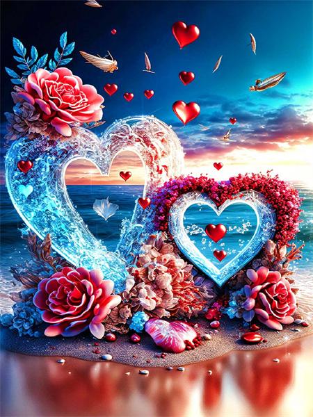 5d Алмазная картина Новое сердце Красная роза Домашний декор Вышивка Приморский цветок Пейзаж Полный квадрат/круглая наклейка на стену