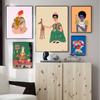 Abstract Tattooed Woman Wall Art Canvas Painting Prints Girl with Animal Flower Pictures Living Room Bedroom Wall Posters Decor