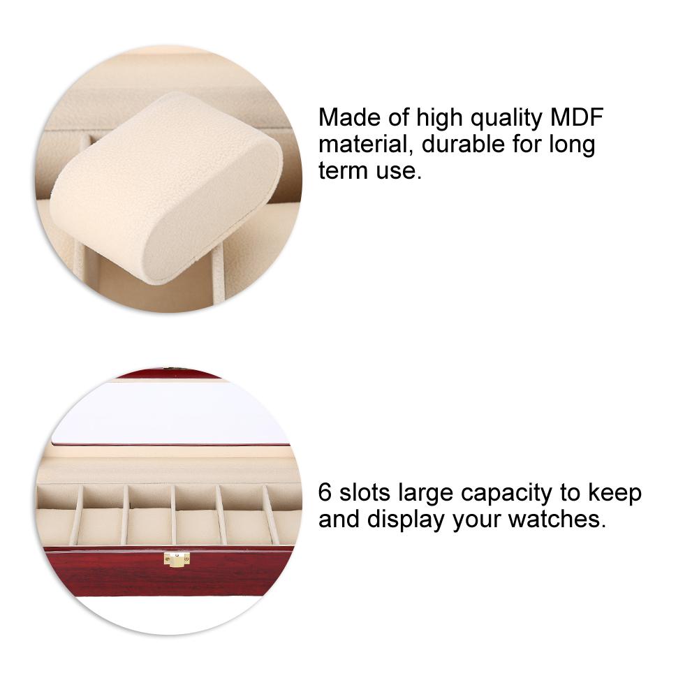 6 слотов деревянный футляр для хранения часов дисплей коробка держатель органайзер