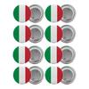 Italy Flag Bag Badge Set 8 Pieces Largest Size 5.8cm Pin Brooches