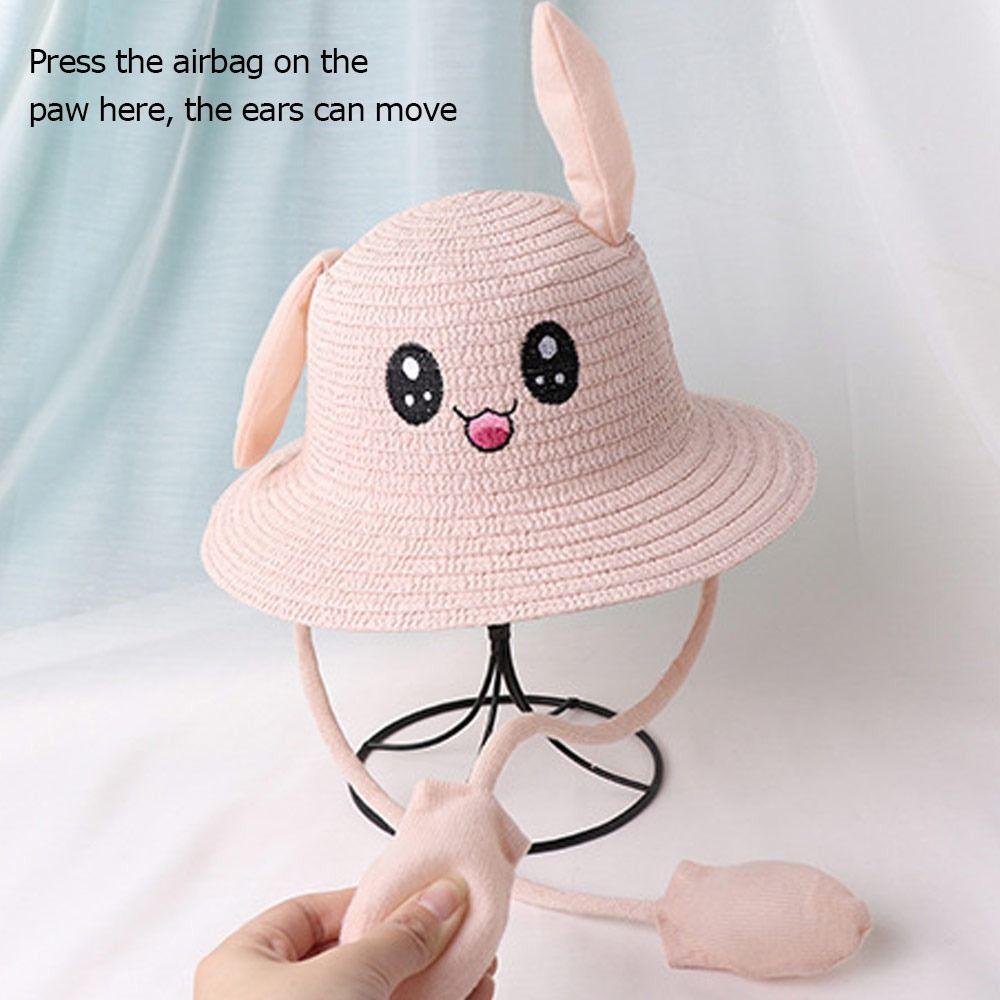 Summer Bucket Cap Moving Ears Straw Hats Sun Hat Fisherman's Hat Beach Hat
