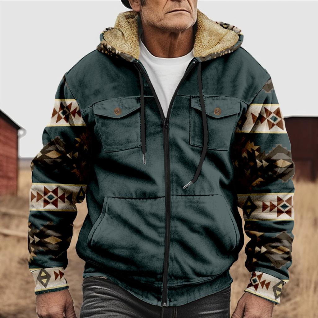 Мужская утолщенная куртка на пуговицах с двойным карманом и карманной вставкой, хлопковая куртка