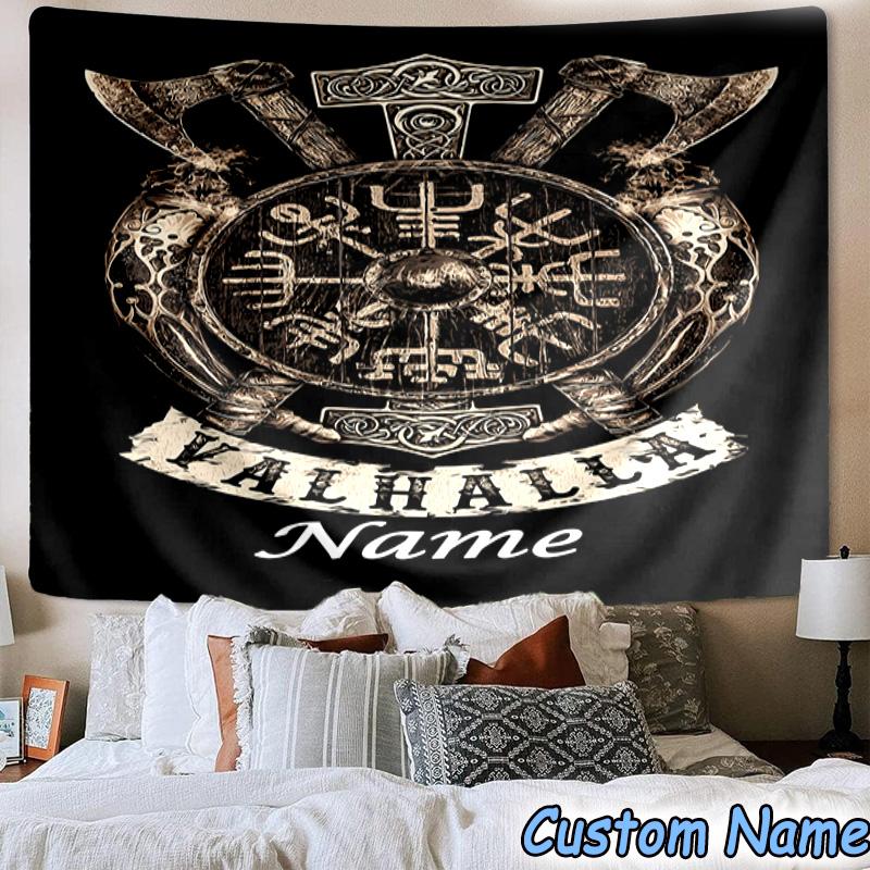 Custom Name Tapestry Viking Tapestry Room Decoration Wall Hanging for Living Room Bedroom, dormitory, Birthday and Christmas gifts