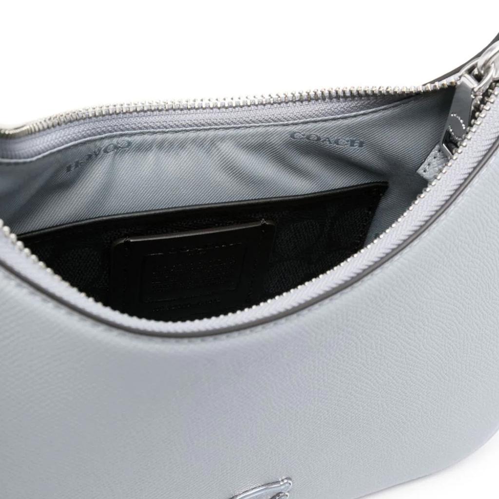 Coach Hobo 23 Letter Logo Plaque Embroidered Crosshatch Canvas And Leather Half-Moon Bag Women Shoulder Bag Gray CJ842-N19