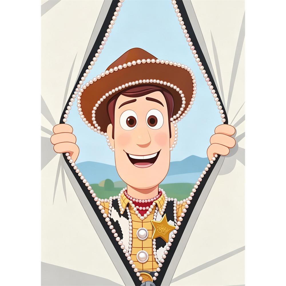 Disney Pearl Painting Toy Story Cowboy Woody Handmade DIY Pearl Gemstone Painting Pictures Crafts Special Shape Home Wall Decoration