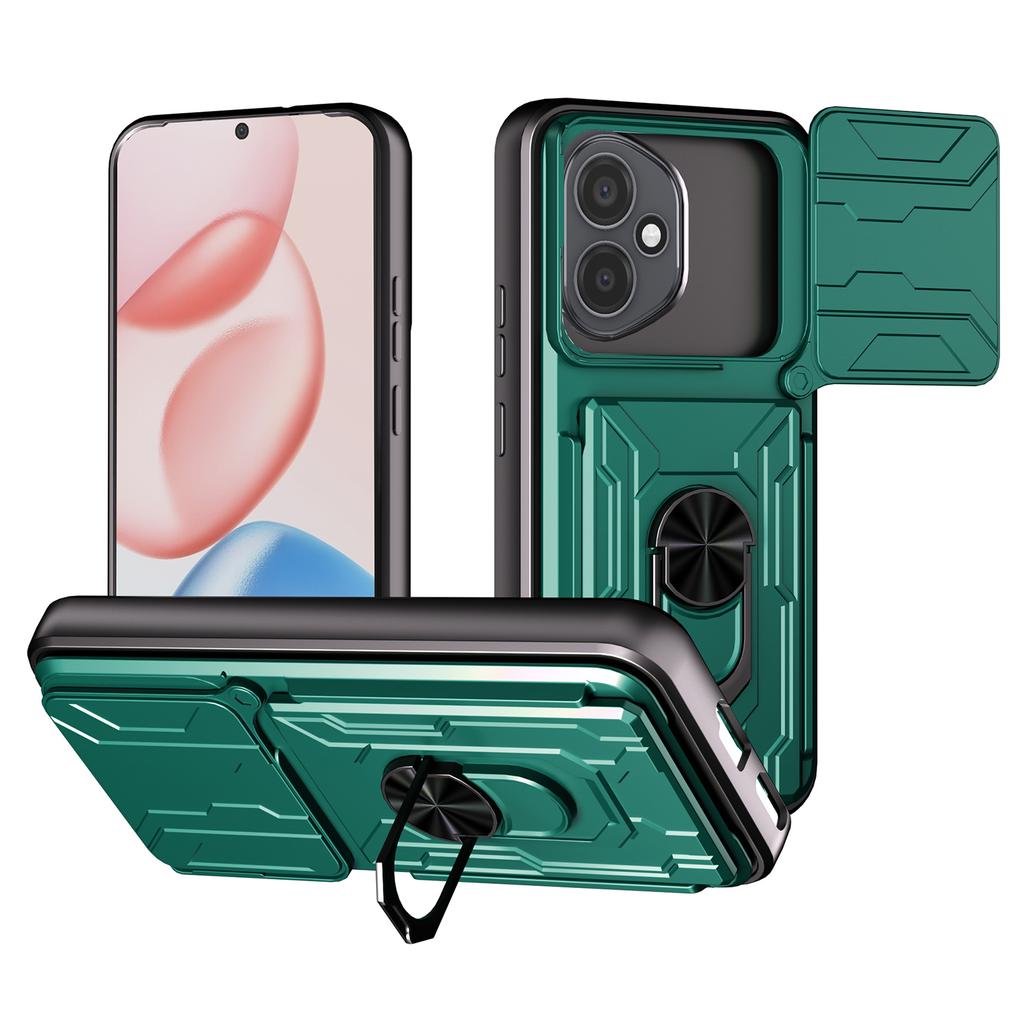 Для Honor 400 5G (Глобальный) Чехол ПК+ТПУ с подставкой и сдвижной крышкой для камеры