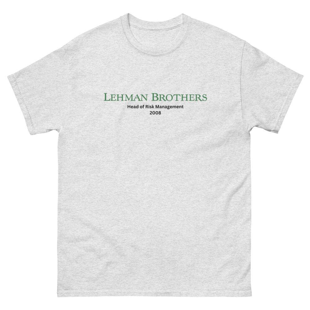 Футболка унисекс с надписью "Глава отдела управления рисками Lehman Brothers"