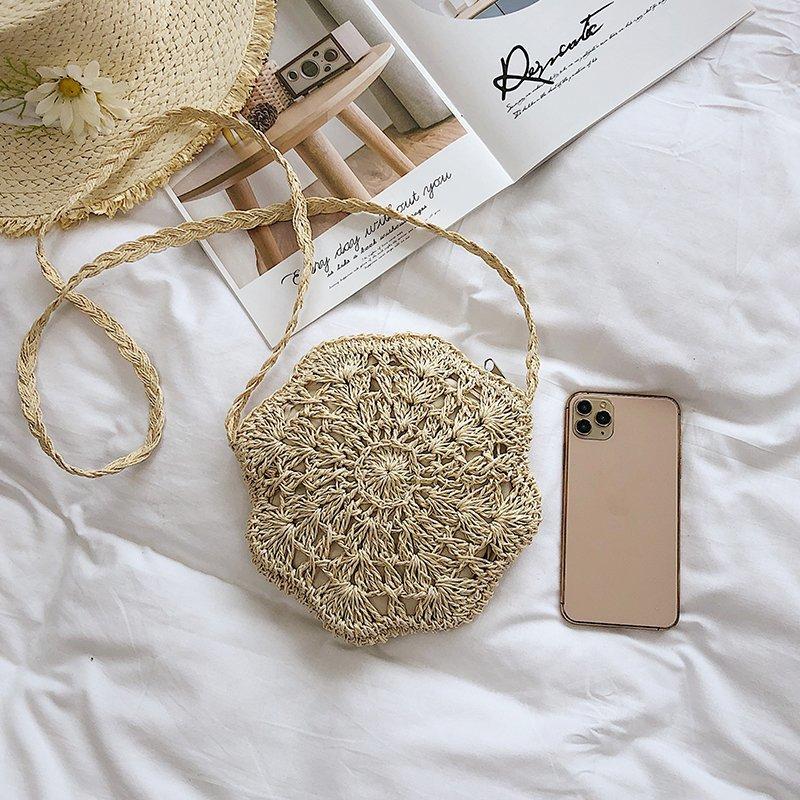 Модные круглые соломенные сумки через плечо для женщин, тканая дорожная пляжная сумка из ротанга ручной работы
