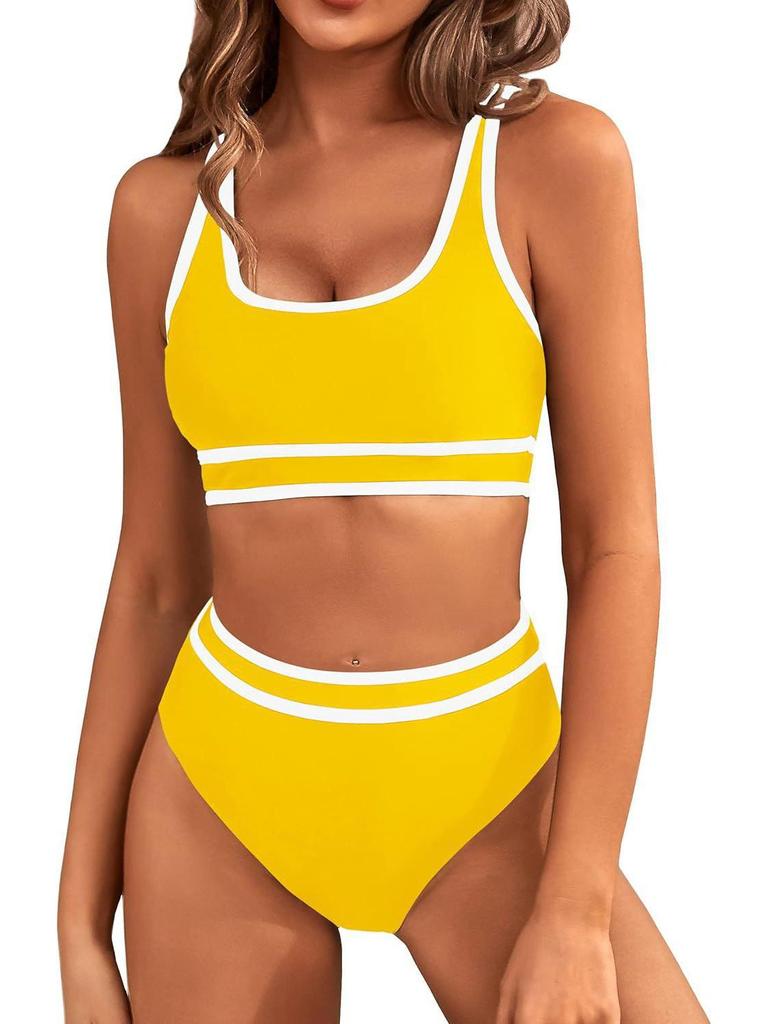 European and American Sexy Solid Color Split Bikini Swimwear for Women