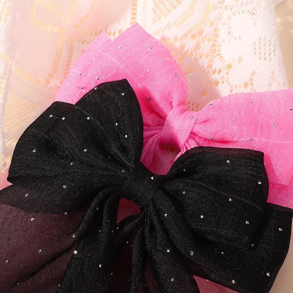 LOVEKIKI 1PCS Elegant Large Bow Ribbon Hair Clip Women Simple Polka Dot Hairgripes Ponytail Bow Hairpin Girls Hair Accessories