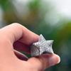 Milangirl New Hip Hop Rock Five Star Rings Men Luxury Gold Silver Color Rhinestones Zircon Pentagram Rings Women Wedding Party