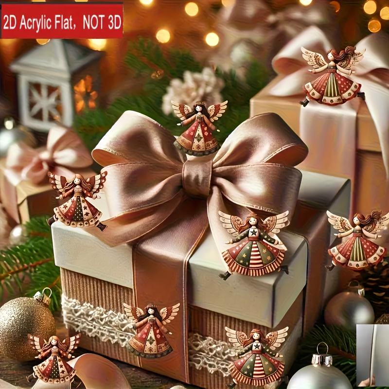 Vintage Wooden Angel Christmas Ornaments Set - Multi-Color Handmade Festive Decor (4 Pieces)