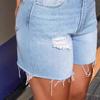 Джинсовые шорты с высокой посадкой, рваные, женские шорты с карманами, летние