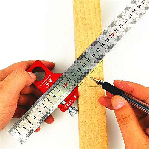 CarAngels Woodworking Marking Tool Set with Magnetic Ruler Stop & Stainless Steel Ruler, 45 Degree & 90 Degree Marking Gauge Positioning (CX300-1)