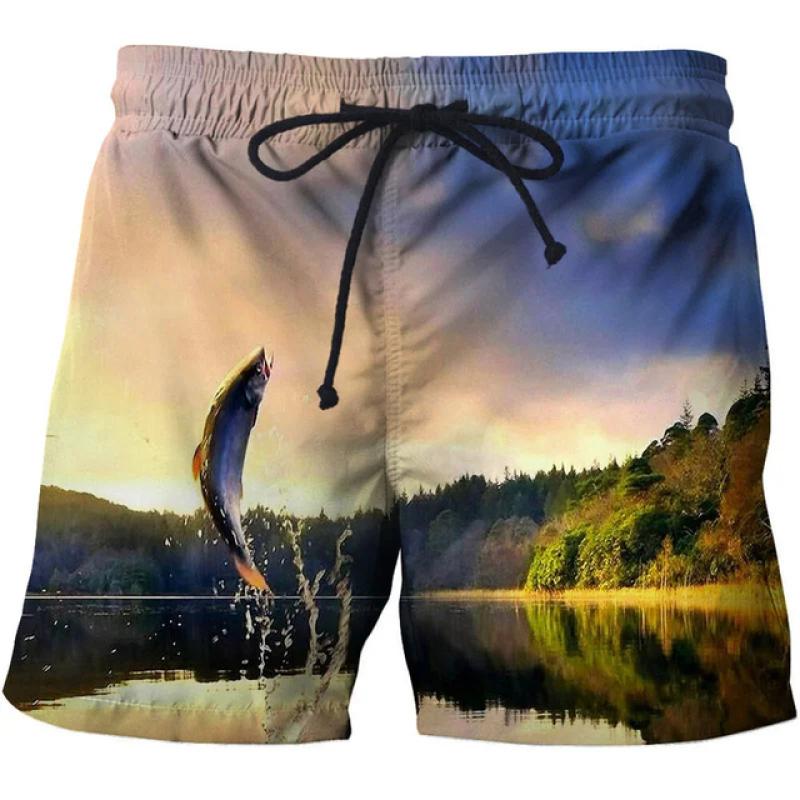 Carp Fish Graphic Beach Shorts Men 3D Swimming Board Shorts Beach Running Shorts Summer Surfing Beach Casual Loose Pants