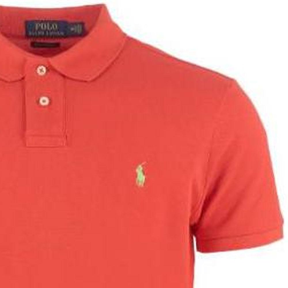 Polo Ralph Lauren SS22 Однотонная простая футболка-поло с коротким рукавом Мужские топы Красный 710680784-269