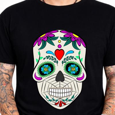 Цветочная футболка с сахарным черепом День мертвых Dia de los Muertos Calavera Подарочная футболка