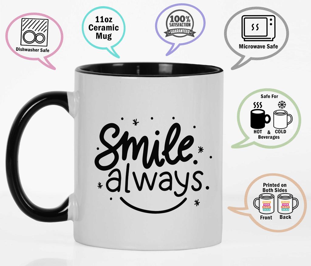 Inkdotpot Улыбайтесь всегда 11 унций керамическая кружка для кофе позитивные вдохновляющие цитаты подарок для сотрудников босса коллег