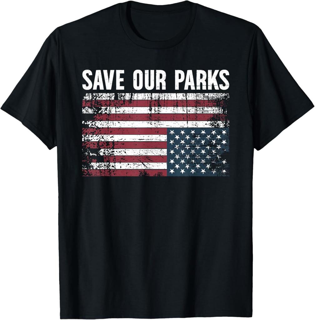 Save our parks protect national parks upside down USA flag T-Shirt
