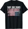 Save Our Parks Protect National Parks Upside Down USA Flag T-Shirt
